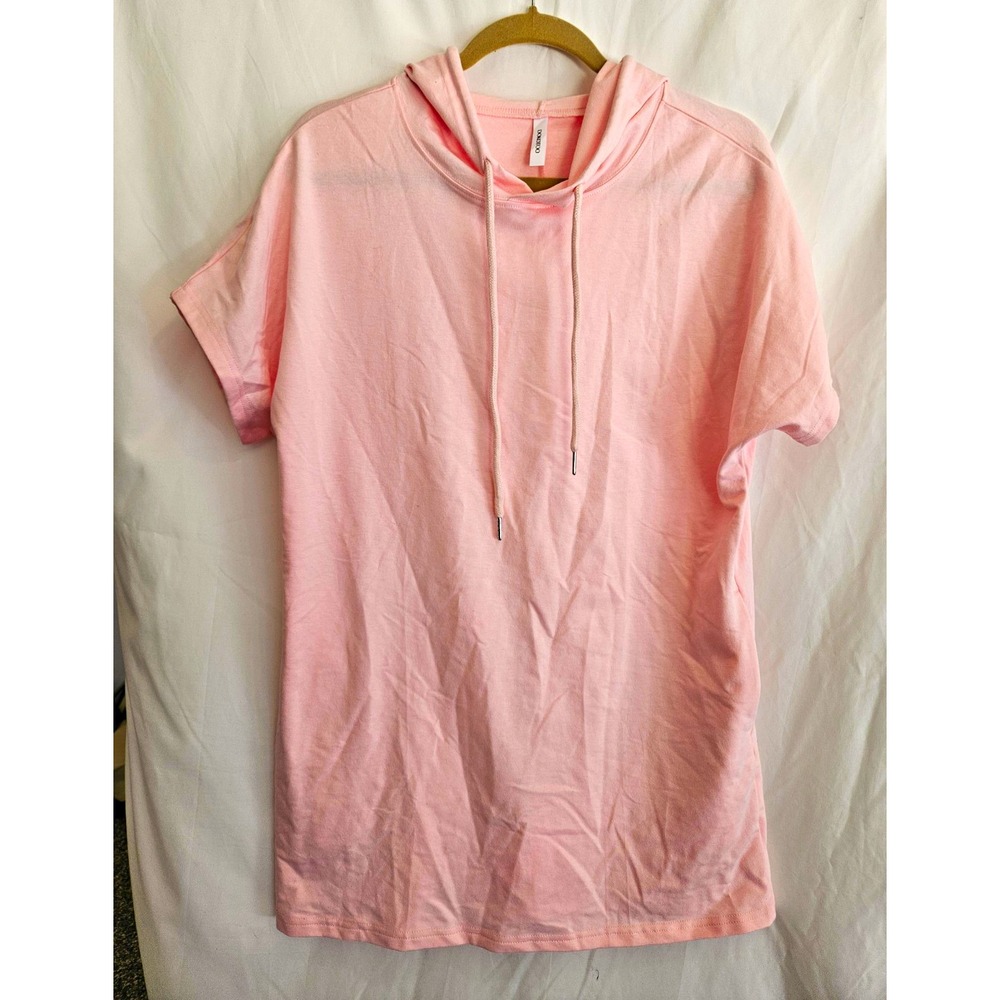 Dokotoo Womens S Pink Solid Short Sleeve Pullover Hoodie Casual Activewear
